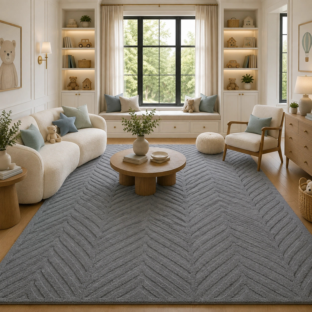 Slate gray modern wool rug