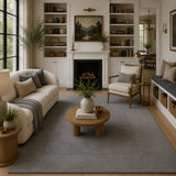 gray solid wool rug