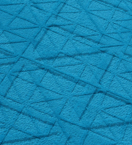 Contemporary blue wool rug with embossed triangular details