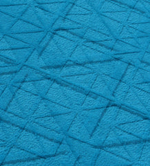 Contemporary blue wool rug with embossed triangular details