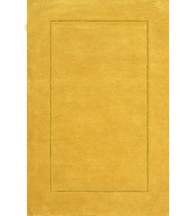 Solid golden yellow hand-tufted wool rug with embossed border
