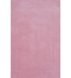 Solid pink hand-tufted wool rug with embossed rectangle design