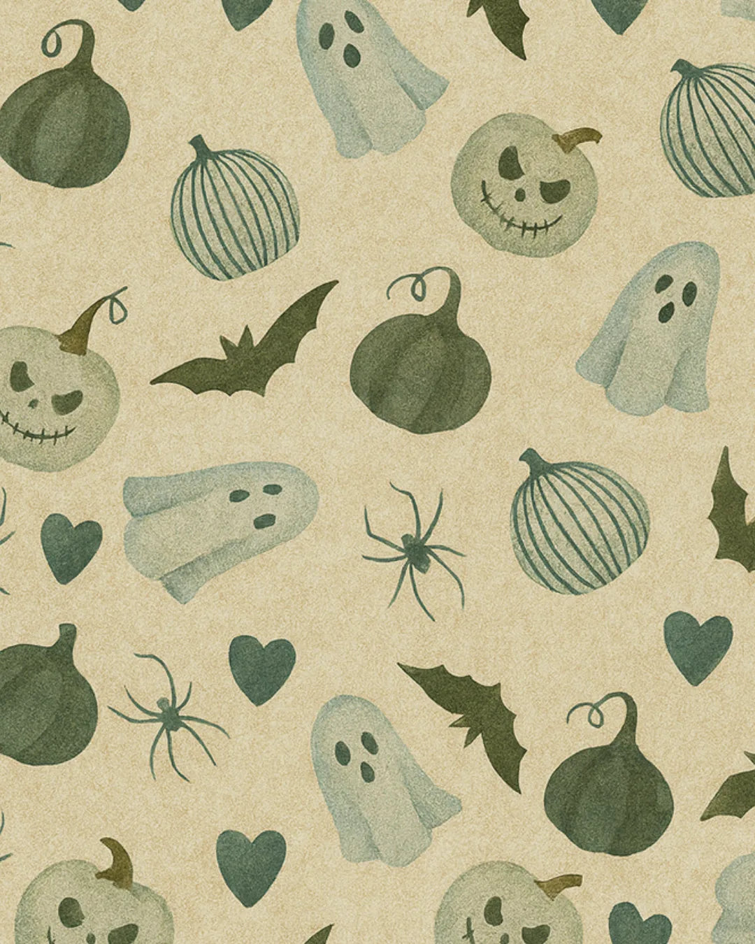 Family-friendly Halloween rug with cartoon ghosts and bats.