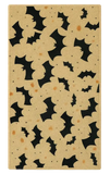 Halloween rug with scattered black bat silhouettes on beige background with orange spots