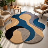 Sculptural Flow Irregular Area Rug – Hand Tufted