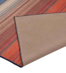 Durable warm-toned stripe rug for modern interiors.
