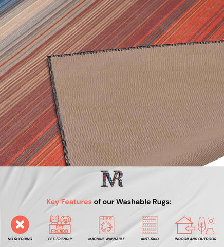 Contemporary gradient stripe rug perfect for cozy living spaces.