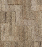 Contemporary beige hand-tufted rug with structured block motif