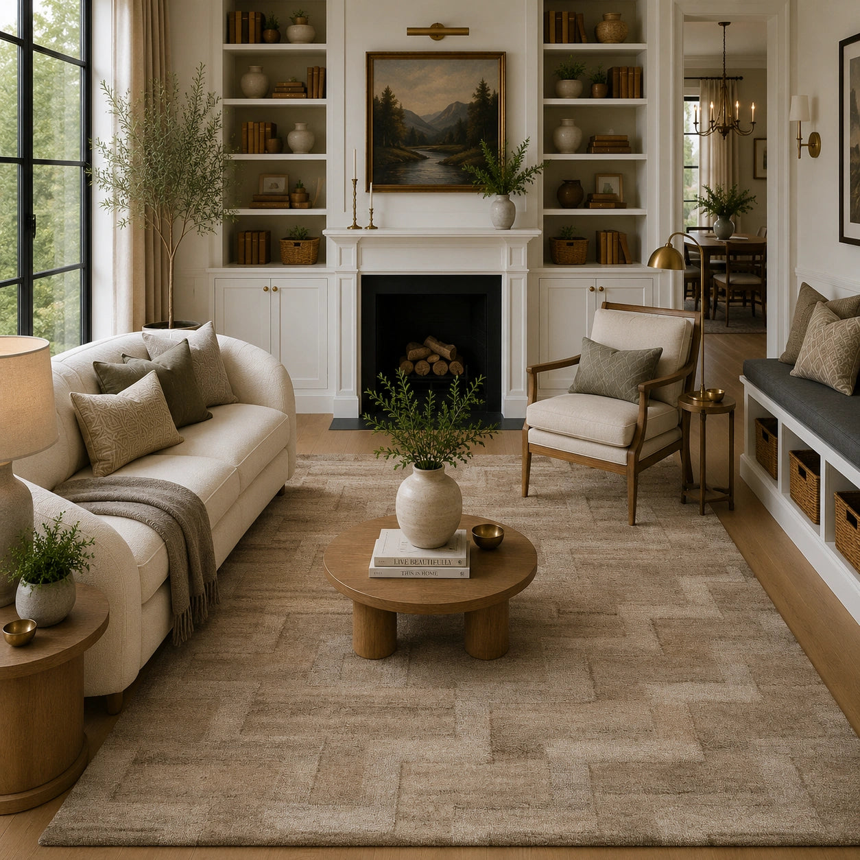 taupe beige wool rug