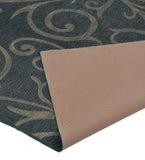 Taupe and charcoal transitional rug with elegant swirling pattern, showing front and back sides