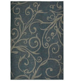Taupe and charcoal transitional rug with elegant swirling vine pattern by Mannat Rugs