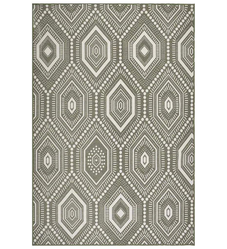 Taupe and ivory hexagon boho rug for modern interiors.