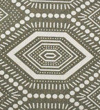 Taupe and ivory boho rug with geometric hexagon and dot pattern by Mannat Rugs