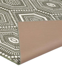 Durable taupe and ivory hexagon rug for high-traffic spaces.