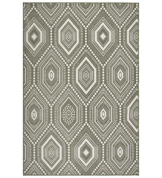 Taupe and ivory hexagon boho rug for modern interiors.