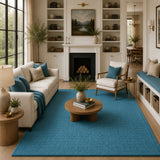 teal blue wool rug