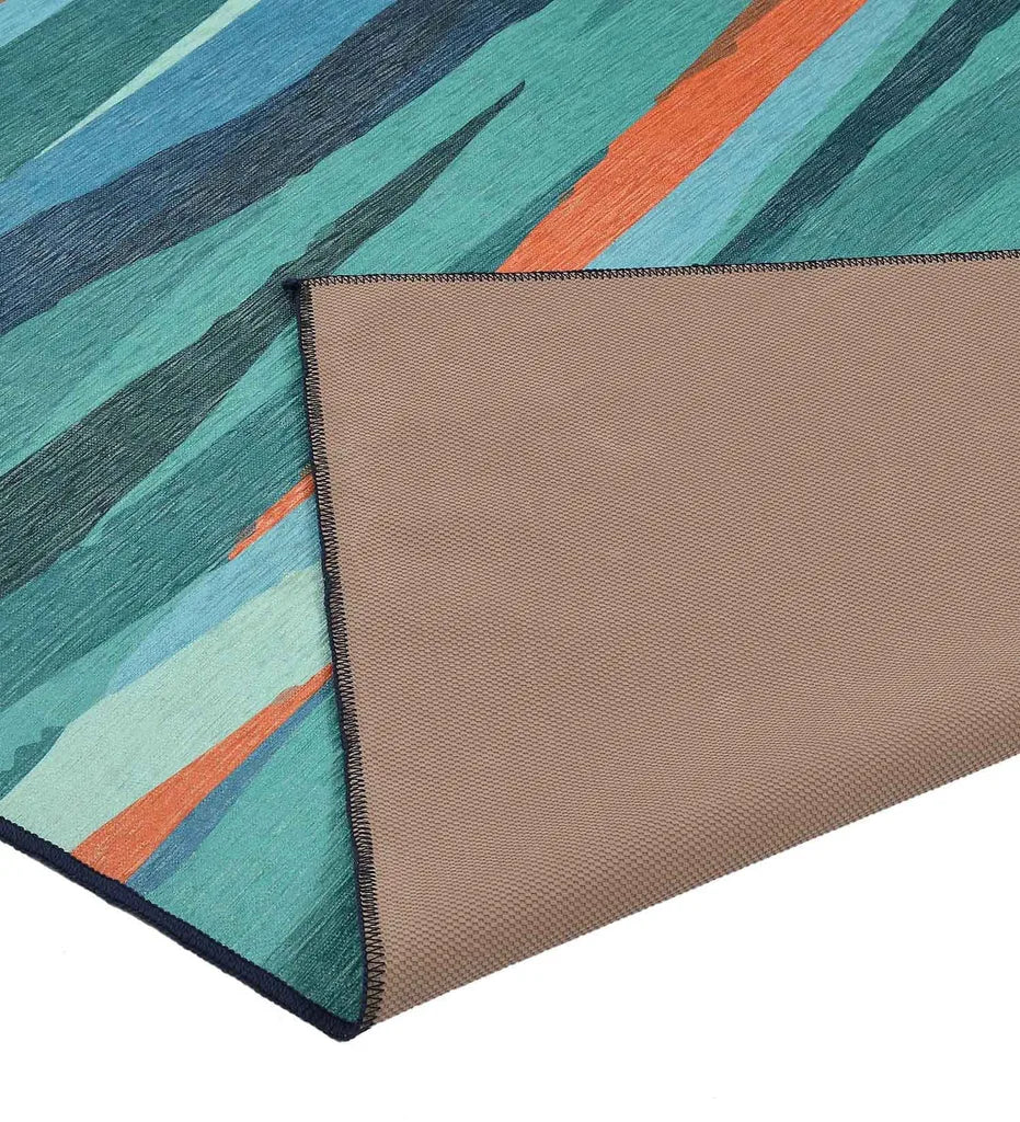 Durable, soft-touch abstract rug for living room or bedroom.