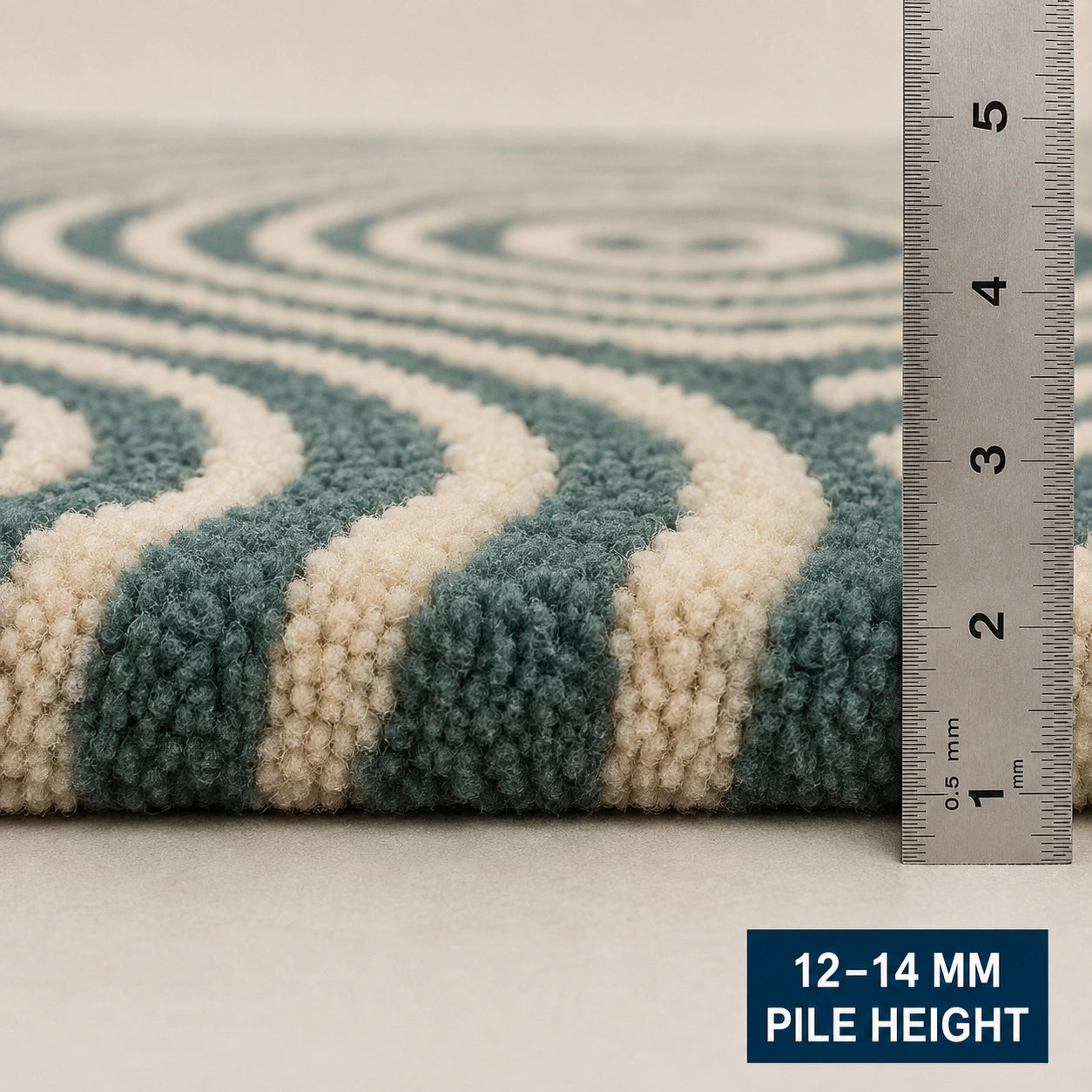 Teal & ivory wool rug