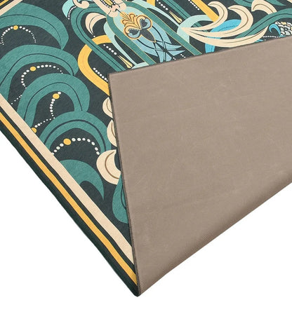 Gold and Teal Abstract Rug