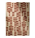 Terracotta modern geometric handwoven rug on wooden floor, luxury decorative area carpet