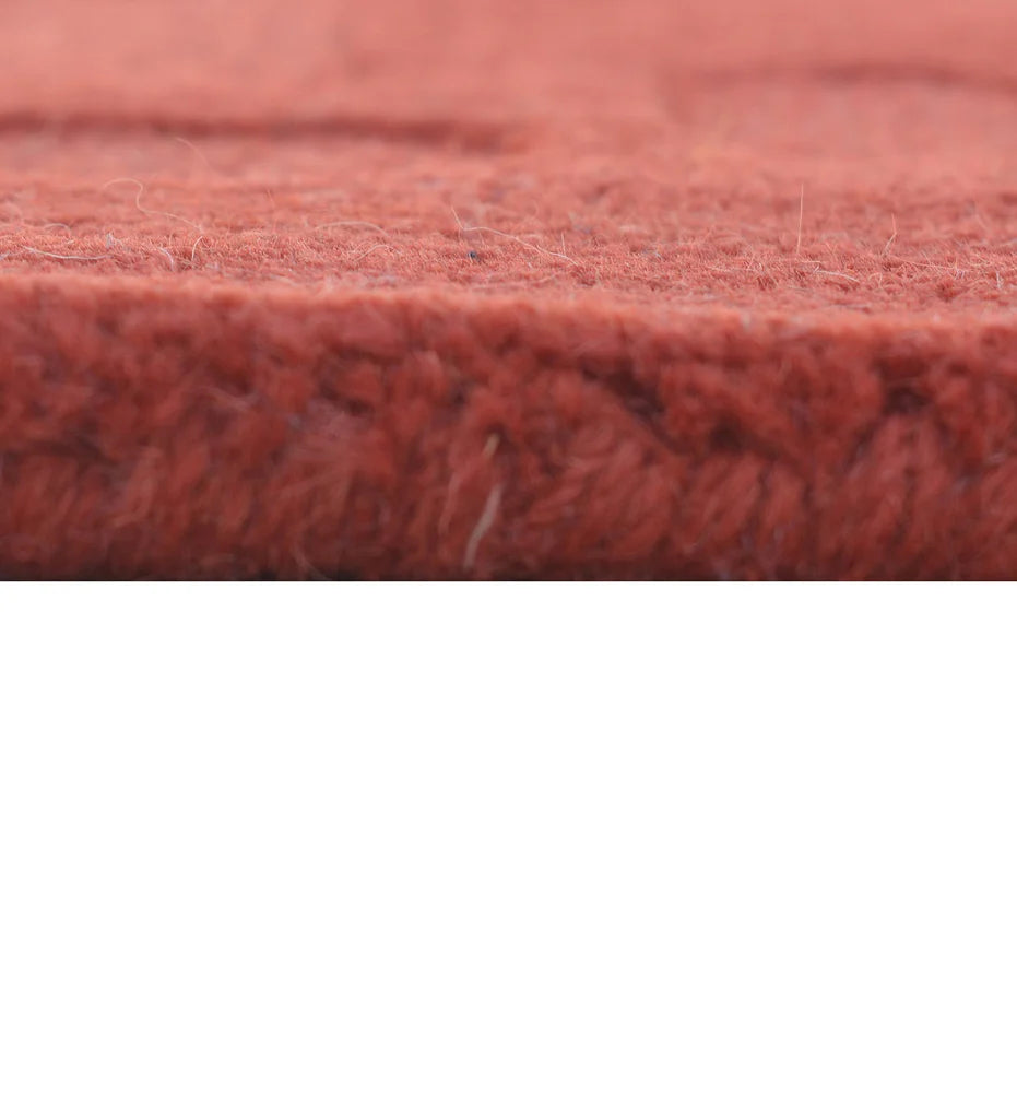Contemporary hand-tufted rug with warm orange embossed design