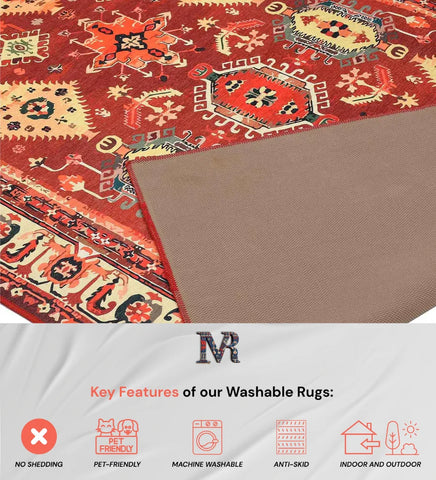 Elegant terracotta red rug perfect for high-traffic areas.