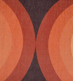 Terracotta retro geometric arch pattern on handwoven luxury rug in warm orange and brown tones