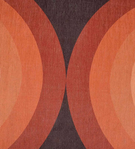 Bold arch motif rug in terracotta, cream, and beige.