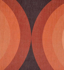 Bold arch motif rug in terracotta, cream, and beige.