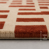 Terracotta beige wool rug
