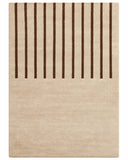 Terracotta and cream geometric wool area rug with vertical lines for a living room, 8x10 size