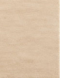 Close-up of terracotta vertical line pattern on cream wool rug for a bedroom, 6x9 size