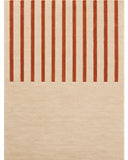 Terracotta and beige 8x10 rectangular area rug for living room with modern rust stripes
