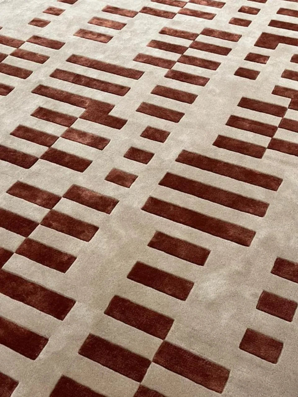 Terracotta Modern Geometric Hand Tufted Area Rug.