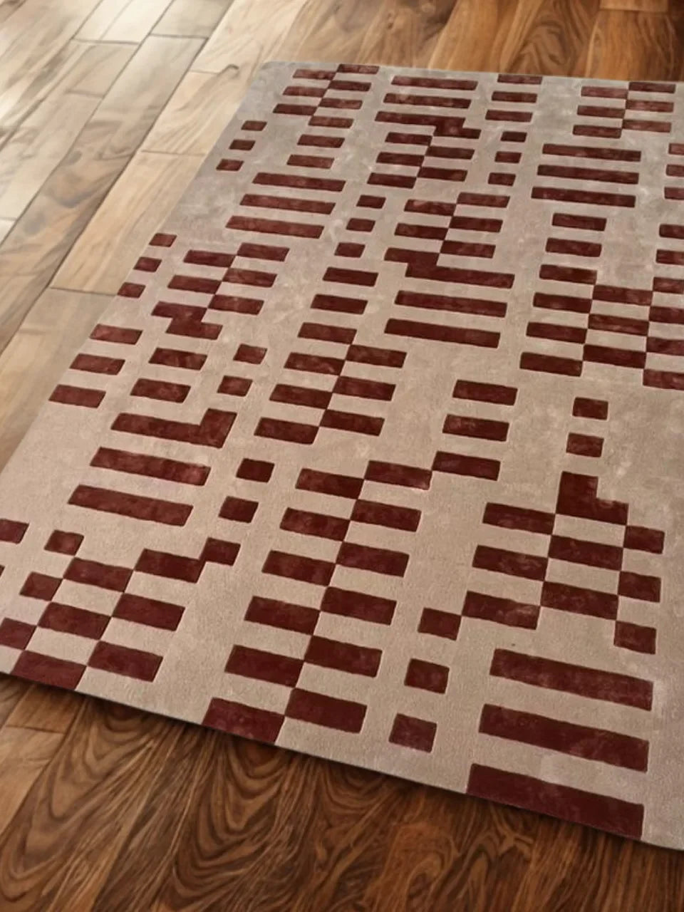 Modern Terracotta Geometric Hand Tufted Area Rug