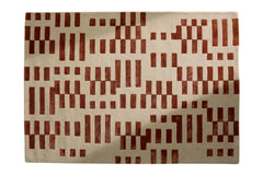 Terracotta and Beige Modern Geometric Pattern Hand Tufted Rug