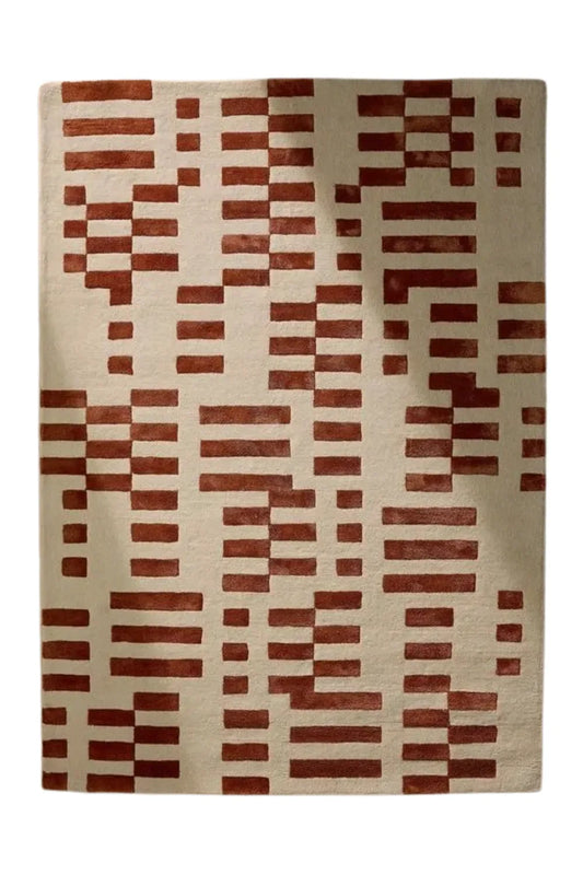Terracotta Modern Geometric Pattern Hand Tufted Rug