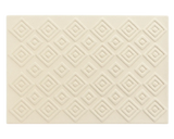 Sculpted geometric diamond rug in premium cream wool texture.