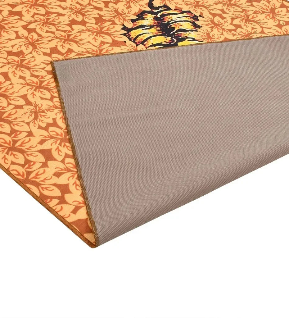 Eclectic tiger and floral design rug for modern interiors.