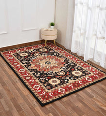 Classic artisan rug with ornate floral medallion centerpiece