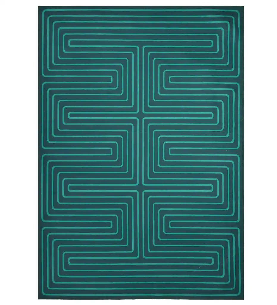 Turquoise Maze Rug - Machine Washable – Mannat Rugs