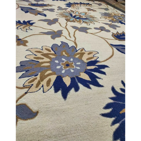 brown and blue rug