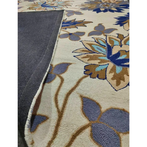 cream and blue rug