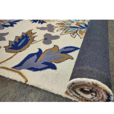 cream and brown rug