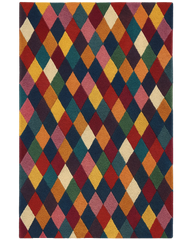 Vibrant multicolor diamond rug – hand-tufted wool modern design.
