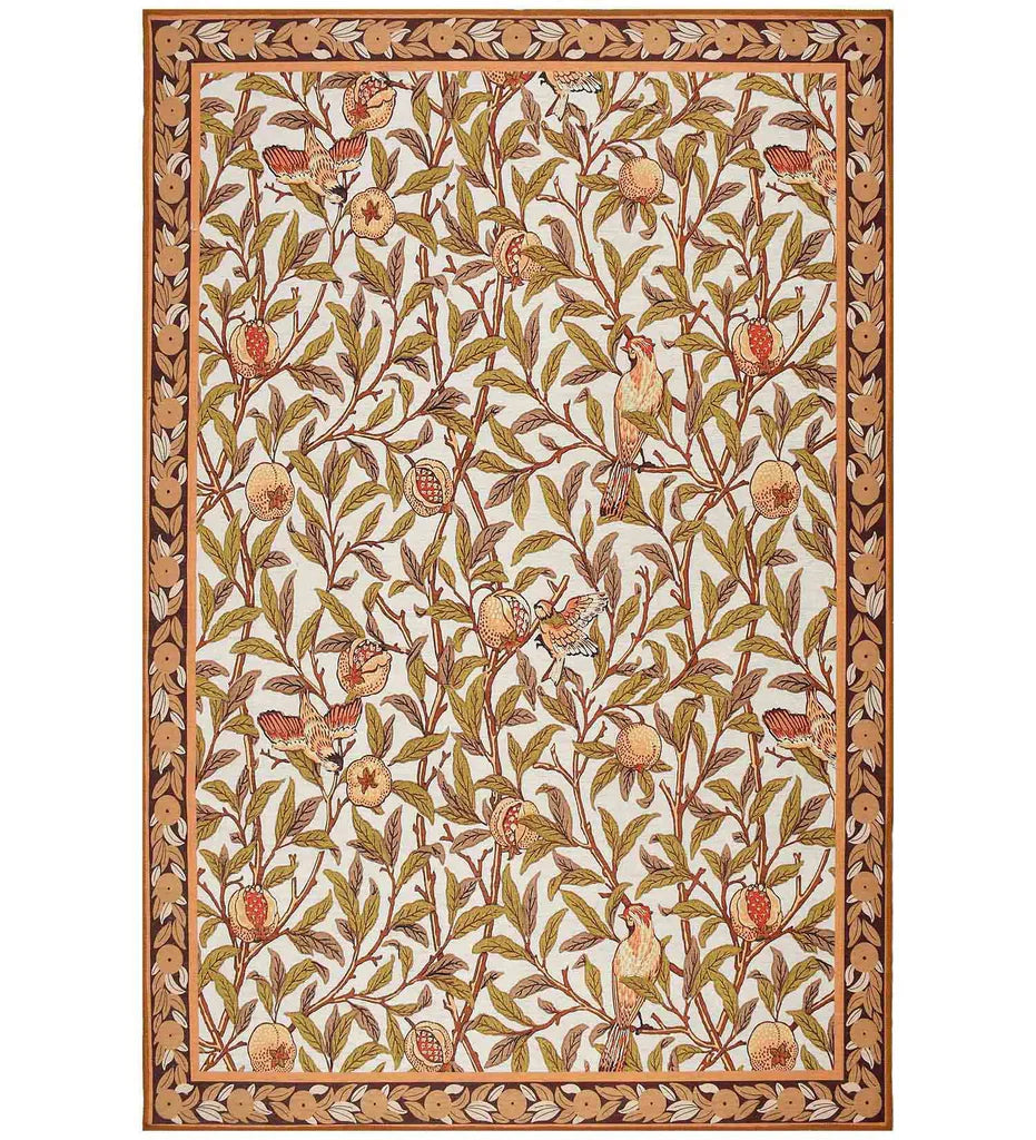 Warm Botanical Rug with earthy floral and leaf patterns.
