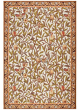 Luxury handwoven botanical rug with warm tones, featuring birds and pomegranates on leafy branches
