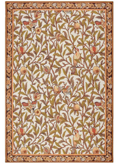 Warm Botanical Rug with earthy floral and leaf patterns.