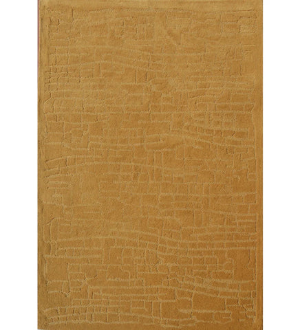 Golden mustard hand-tufted wool rug with subtle embossed pattern