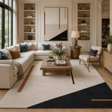 White Geometric Patterned Area Rug - Hand Tufted